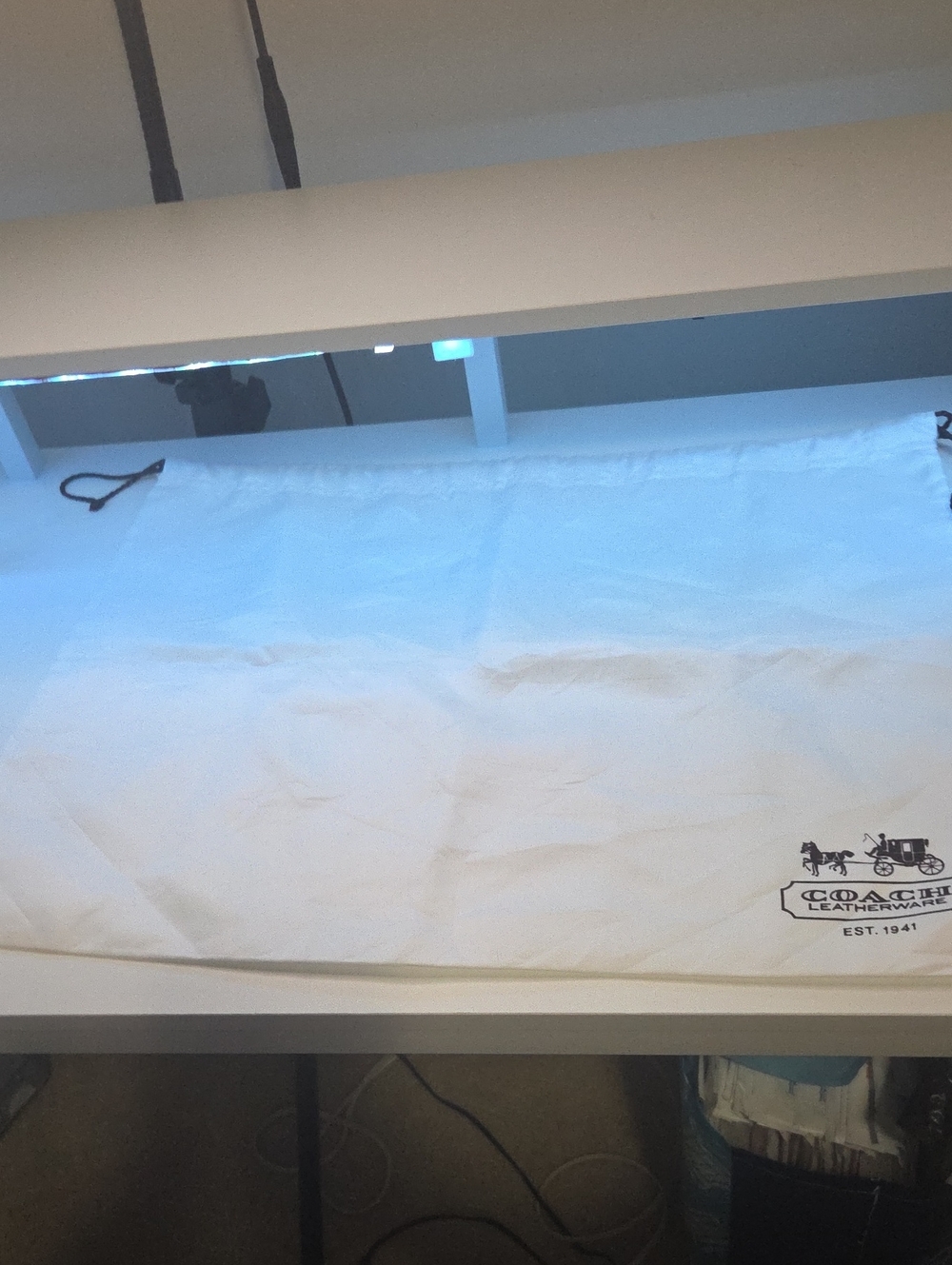 Coach White Logo Drawstring Dust Bag